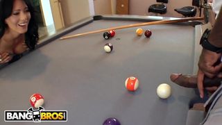 BANGBROS - Zoey Holloway Plays with Rico Strong's Big Black Pool Stick Dick
