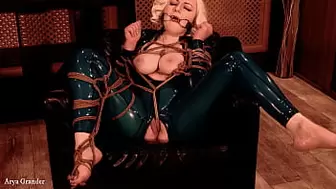 Bondage Shibari with Gag MILF in Latex FREE porn film