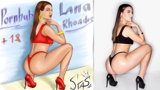 Fan Art of top actress Lana Rhoades (the frame is taken from the sex tape BLACKED)