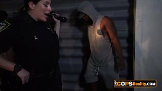 Amateur makes a very hot threesome with two busty female cops