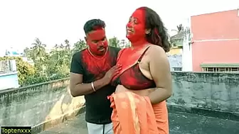 Lucky 18yrs Tamil man hard-core sex with 2 Milf Bhabhi!! Best homemade threesome sex