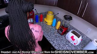 Just Act Normal When Your Stepmom Gets Home, Now Fuck Me! Innocent Babe Sheisnovember Petite Cunt Plowed Hard core Doggystyle By Dominating Dark Stepfather BBC, Then Fucking Her Monstrous Melons & Areolas Out Closeup On Buffet Hard-core on Msnovember