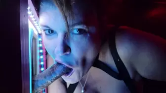 MILF lady gags on ebony penis at the gloryhole - New Year's Eve style