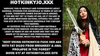 Attractive Viking Hotkinkyjo fuck her behind with thick dildo from mrhankey & anal prolapse in the forest