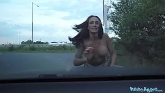Public Agent Australian reality star MILF Hayley Vernon hard-core public doggystyle at side of road