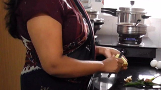 Gorgeous Indian Humongous Melons Stepmom Pounded in Kitchen by Stepson