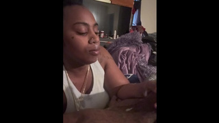 Ghetto ebony chick lick job cum-shot