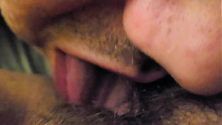 Licking my BIG BREASTED WOMAN MILF wifey's hairy wet snatch