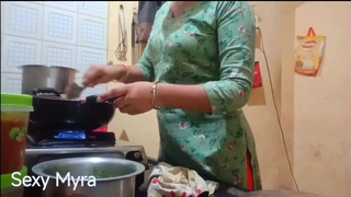 Horny wifey banged while cooking
