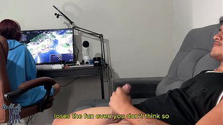 Risky hand-job, will she notice? (English subtitles)
