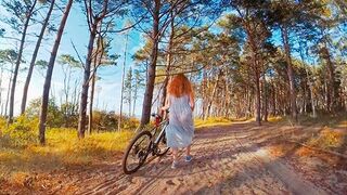 I Led my Bike Partner a Scenic Place to Fuck! Red-Head Ginger Teeny PAWG Public Outdoor Cowgirl Spunk