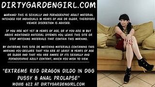 Extreme red dragon dildo in Dirtygardengirl twat & anal prolapse