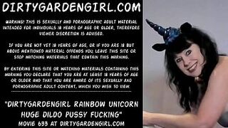 Dirtygardengirl rainbow unicorn enormous dildo cunt fucking