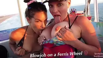 Must See! Risky Public Double Bj on a Ferris Wheel with Youngster, Eden Sin and Sweet Spunky Chick