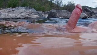Risky Nude River Sex with Spectators - Pissing Finish